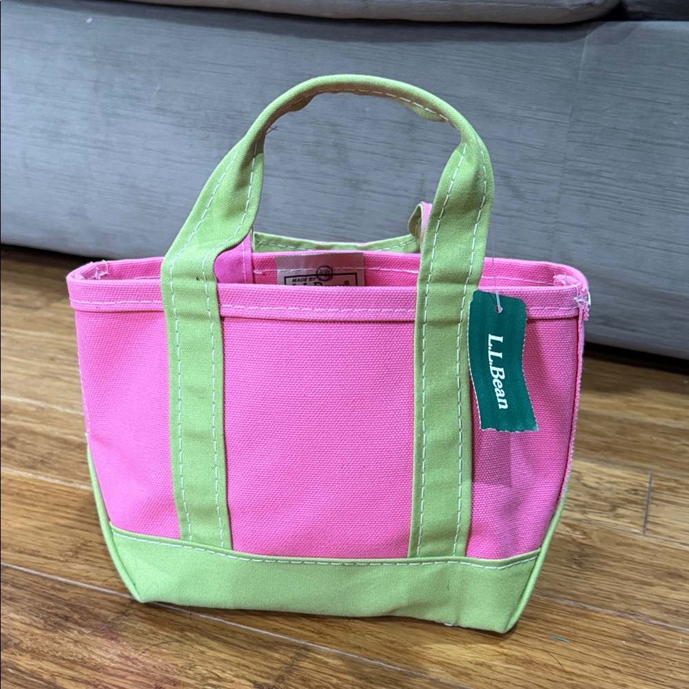 L.L. Bean Vibrant Pink and Green mini boat and Tote